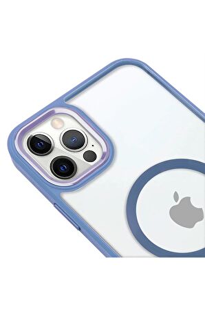 iPhone 12 Pro Max Lüks Magsafe Kablosuz Şarj Mıknatıslı Lila Renkli Kılıf