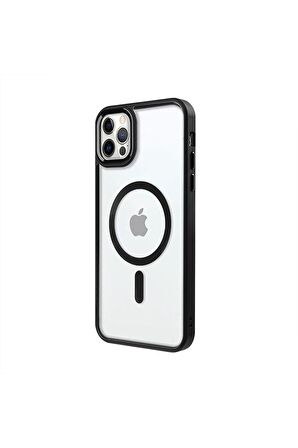 iPhone 12 Pro Lüks Magsafe Kablosuz Şarj Mıknatıslı Mavi Renkli Kılıf