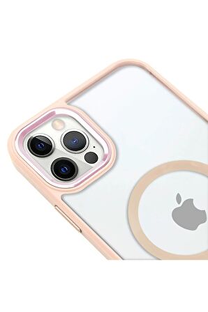iPhone 12 Pro Lüks Magsafe Kablosuz Şarj Mıknatıslı Mavi Renkli Kılıf
