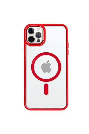 iPhone 12 Pro Lüks Magsafe Kablosuz Şarj Mıknatıslı Mavi Renkli Kılıf