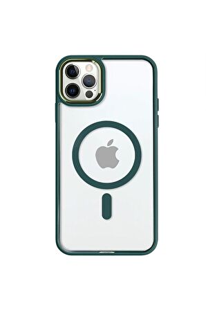iPhone 12 Pro Lüks Magsafe Kablosuz Şarj Mıknatıslı Mavi Renkli Kılıf