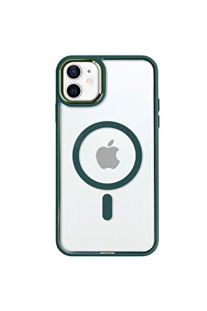 iPhone 12 Lüks Magsafe Kablosuz Şarj Mıknatıslı Lila Renkli Kılıf