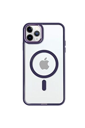 iPhone 11 Pro Max Lüks Magsafe Kablosuz Şarj Mıknatıslı Kırmızı Renkli Kılıf
