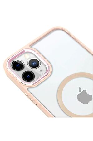 iPhone 11 Pro Max Lüks Magsafe Kablosuz Şarj Mıknatıslı Kırmızı Renkli Kılıf