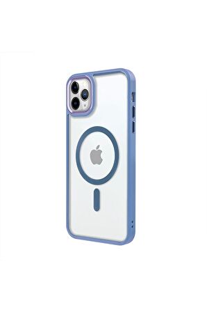 iPhone 11 Pro Max Lüks Magsafe Kablosuz Şarj Mıknatıslı Kırmızı Renkli Kılıf
