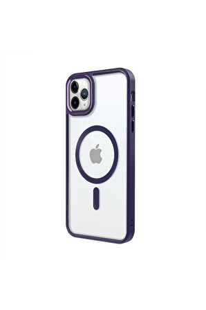 iPhone 11 Pro Lüks Magsafe Kablosuz Şarj Mıknatıslı Pembe Renkli Kılıf