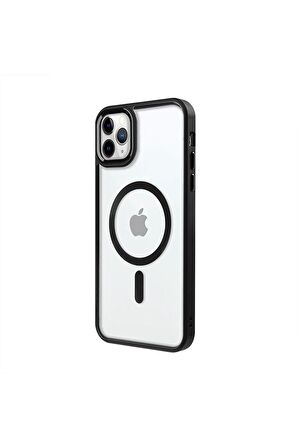 iPhone 11 Pro Lüks Magsafe Kablosuz Şarj Mıknatıslı Pembe Renkli Kılıf