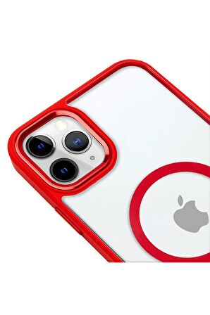iPhone 11 Pro Lüks Magsafe Kablosuz Şarj Mıknatıslı Pembe Renkli Kılıf