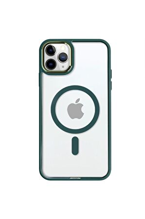 iPhone 11 Pro Lüks Magsafe Kablosuz Şarj Mıknatıslı Pembe Renkli Kılıf