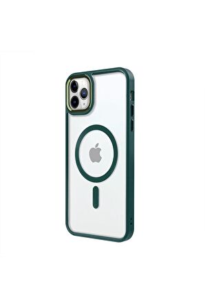 iPhone 11 Pro Lüks Magsafe Kablosuz Şarj Mıknatıslı Pembe Renkli Kılıf