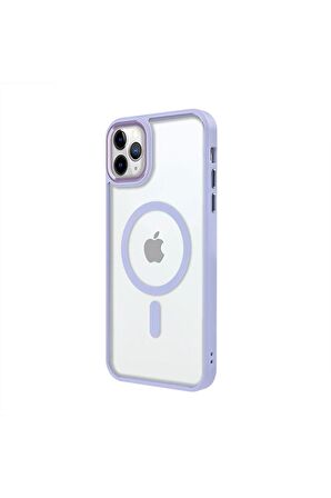 iPhone 11 Pro Lüks Magsafe Kablosuz Şarj Mıknatıslı Pembe Renkli Kılıf