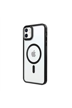 iPhone 11 Lüks Magsafe Kablosuz Şarj Mıknatıslı Kırmızı Renkli Kılıf