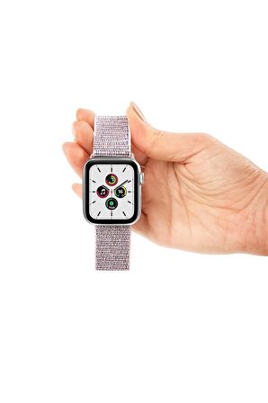 Watch Tüm Modeller Uyumlu Cırt Cırtlı Ayarlanabilir Bez Şeker Pembe Kordon 38 40 41 mm