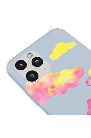 iPhone 11 Pro Silikon Özel Tasarım Kalp Figürü Minimal Lila Renkli Telefon Kılıfı