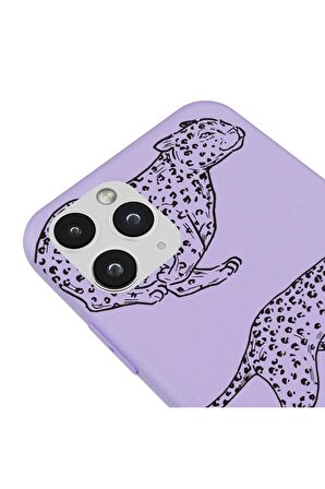 iPhone 11 Pro Silikon Özel Tasarım Kalp Figürü Minimal Lila Renkli Telefon Kılıfı