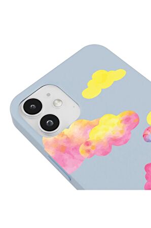 Iphone 12 Özel Tasarım Renkli Bulutlar Clouds Tasarımı Mavi Renkli Silikon Telefon Kılıfı