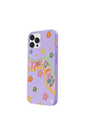 Iphone 12 Pro Max Özel Tasarım Renkli Çiçekli Yağlı Boya Sarı Renkli Silikon Telefon Kılıfı