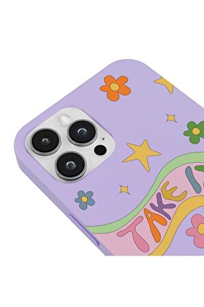 Iphone 12 Pro Max Özel Tasarım Renkli Çiçekli Yağlı Boya Sarı Renkli Silikon Telefon Kılıfı