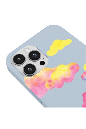 Iphone 12 Pro Max Özel Tasarım Renkli Çiçekli Yağlı Boya Sarı Renkli Silikon Telefon Kılıfı