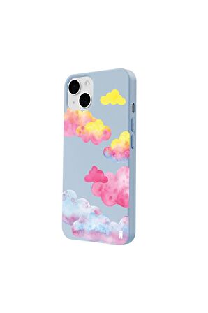 iPhone 14 Silikon Özel Tasarım Nazar Evil Eyes Üçgen Gözler Yeşil Renkli Telefon Kılıfı