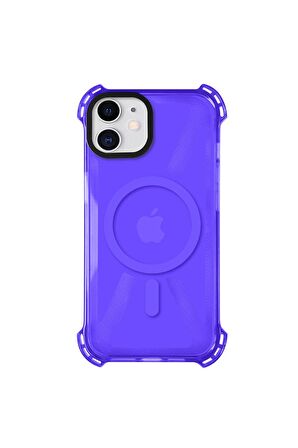 iPhone 11 Magsafe Kablosuz Şarj Özellikli Mıknatıslı Transparan Şeffaf Siyah Renkli Kılıf