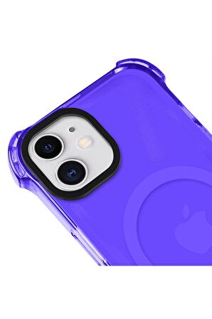 iPhone 11 Magsafe Kablosuz Şarj Özellikli Mıknatıslı Transparan Şeffaf Siyah Renkli Kılıf