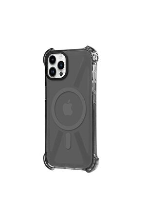 iPhone 12 Pro Max Magsafe Kablosuz Şarj Özellikli Mıknatıslı Transparan Şeffaf Mor Renkli Kılıf