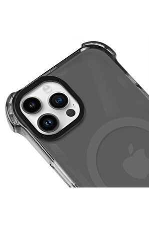 iPhone 12 Pro Max Magsafe Kablosuz Şarj Özellikli Mıknatıslı Transparan Şeffaf Mor Renkli Kılıf