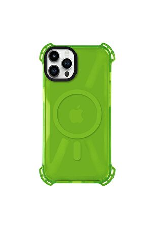 iPhone 12 Pro Max Magsafe Kablosuz Şarj Özellikli Mıknatıslı Transparan Şeffaf Mor Renkli Kılıf