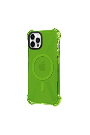 iPhone 12 Pro Max Magsafe Kablosuz Şarj Özellikli Mıknatıslı Transparan Şeffaf Mor Renkli Kılıf