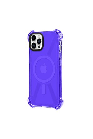 iPhone 12 Pro Magsafe Kablosuz Şarj Özellikli Mıknatıslı Transparan Şeffaf Siyah Renkli Kılıf