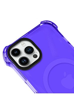 iPhone 12 Pro Magsafe Kablosuz Şarj Özellikli Mıknatıslı Transparan Şeffaf Siyah Renkli Kılıf