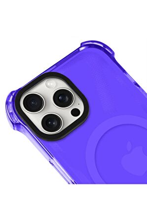 iPhone 13 Pro Magsafe Kablosuz Şarj Özellikli Mıknatıslı Transparan Beyaz Şeffaf Renkli Kılıf