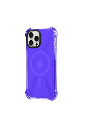 iPhone 13 Pro Max Magsafe Kablosuz Şarj Özellikli Mıknatıslı Transparan Şeffaf Pembe Renkli Kılıf