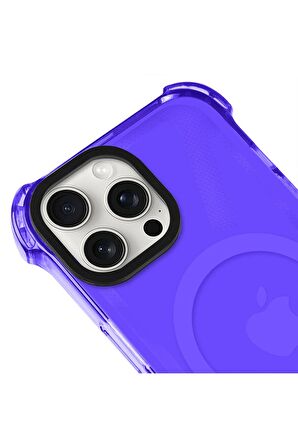 iPhone 13 Pro Max Magsafe Kablosuz Şarj Özellikli Mıknatıslı Transparan Şeffaf Pembe Renkli Kılıf