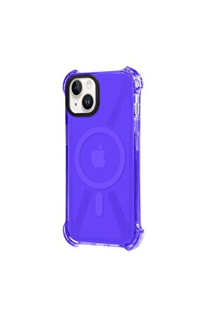 iPhone 14 Magsafe Kablosuz Şarj Özellikli Mıknatıslı Transparan Beyaz Şeffaf Renkli Kılıf