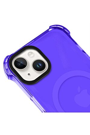 iPhone 14 Magsafe Kablosuz Şarj Özellikli Mıknatıslı Transparan Beyaz Şeffaf Renkli Kılıf