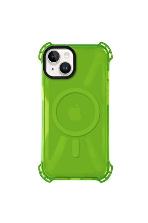 iPhone 14 Plus Magsafe Kablosuz Şarj Özellikli Mıknatıslı Transparan Şeffaf Siyah Renkli Kılıf