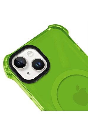 iPhone 14 Plus Magsafe Kablosuz Şarj Özellikli Mıknatıslı Transparan Şeffaf Siyah Renkli Kılıf