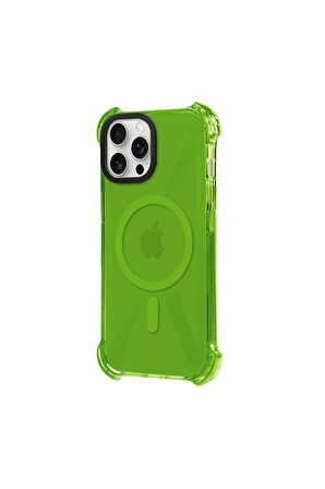 iPhone 14 Pro Magsafe Kablosuz Şarj Özellikli Mıknatıslı Transparan Beyaz Şeffaf Renkli Kılıf