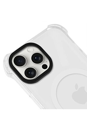 iPhone 14 Pro Max Magsafe Kablosuz Şarj Özellikli Mıknatıslı Transparan Şeffaf Yeşil Renkli Kılıf