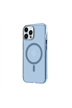 iPhone 12 Pro Max Magsafe Kablosuz Şarj Özellikli Mıknatıslı Mika Şeffaf Siyah Renkli Kılıf