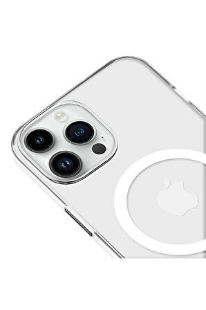 iPhone 12 Pro Max Magsafe Kablosuz Şarj Özellikli Mıknatıslı Mika Şeffaf Siyah Renkli Kılıf