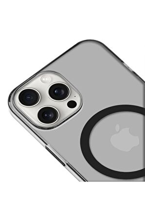 iPhone 13 Pro Magsafe Kablosuz Şarj Özellikli Mıknatıslı Mika Şeffaf Mavi Renkli Kılıf