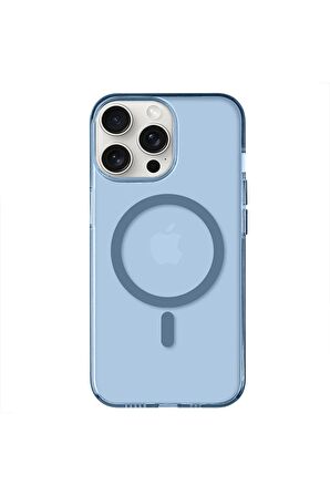 iPhone 14 Pro Max Magsafe Kablosuz Şarj Özellikli Mıknatıslı Mika Şeffaf Mor Renkli Kılıf