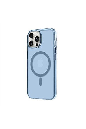 iPhone 14 Pro Max Magsafe Kablosuz Şarj Özellikli Mıknatıslı Mika Şeffaf Mor Renkli Kılıf