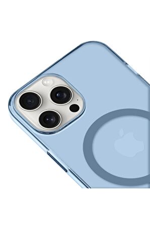 iPhone 14 Pro Max Magsafe Kablosuz Şarj Özellikli Mıknatıslı Mika Şeffaf Mor Renkli Kılıf