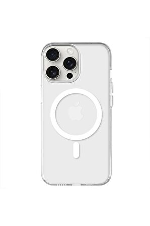 iPhone 14 Pro Max Magsafe Kablosuz Şarj Özellikli Mıknatıslı Mika Şeffaf Mor Renkli Kılıf