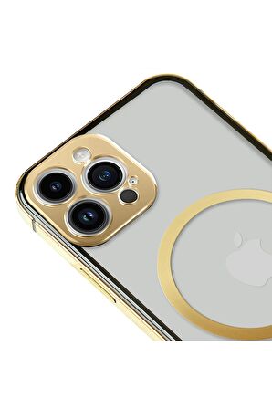 iPhone 12 Pro Max Magsafe Kablosuz Şarj Özellikli Kamera Korumalı Şeffaf Silver Gümüş Renkli Kılıf