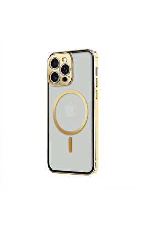 iPhone 13 Pro Max Magsafe Kablosuz Şarj Özellikli Kamera Korumalı Şeffaf Silver Gümüş Renkli Kılıf